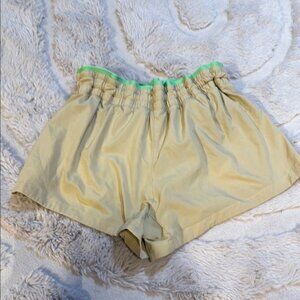 Women's Tan Shorts with Green Trim